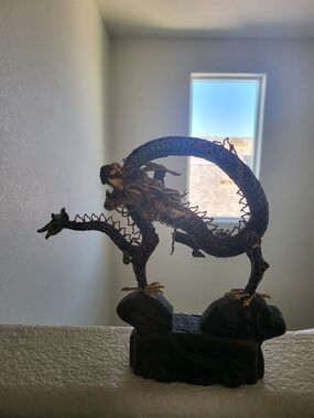 Decorative Metal Dragon Figurine - Gold and Black